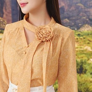 White Floral Silk Blouse