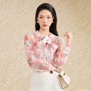 Floral Textured Silk Blouse